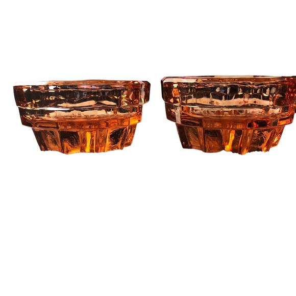 Indiana Glass American Whitehall Taper Holder Peach Candlestick Set 2 Item #1966 - Picture 3 of 12